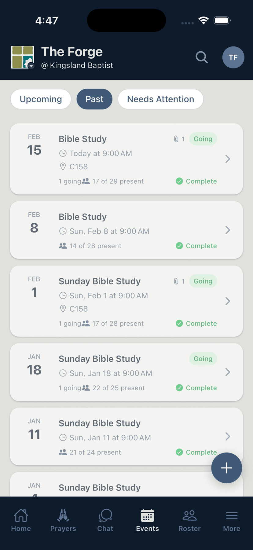 Events & RSVP — App Event List